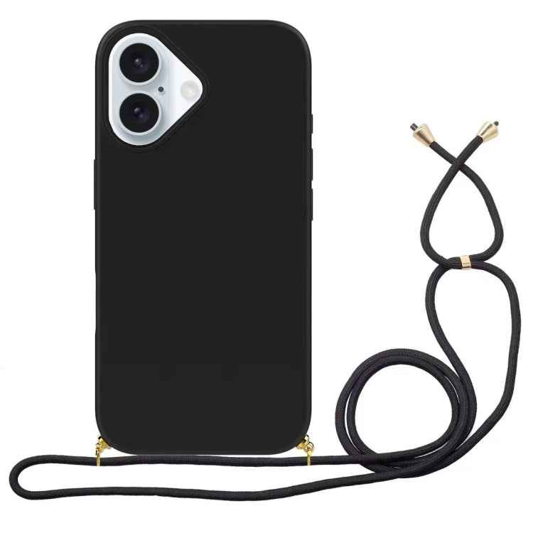 Wheat Straw Material + TPU Phone Case with Lanyard, For iPhone 16 Pro Max, For iPhone 16 Pro, For iPhone 16 Plus