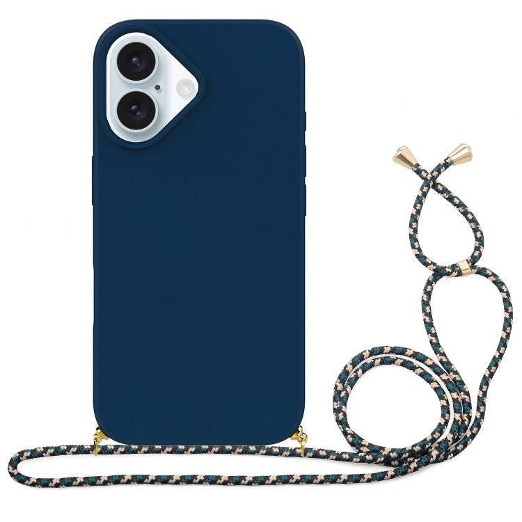 Wheat Straw Material + TPU Phone Case with Lanyard, For iPhone 16 Pro Max, For iPhone 16 Pro, For iPhone 16 Plus