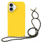 Wheat Straw Material + TPU Phone Case with Lanyard, For iPhone 16 Pro Max, For iPhone 16 Pro, For iPhone 16 Plus