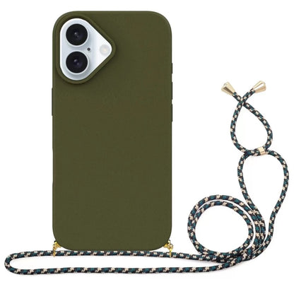 Wheat Straw Material + TPU Phone Case with Lanyard, For iPhone 16 Pro Max, For iPhone 16 Pro, For iPhone 16 Plus