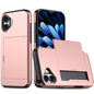 Shockproof Armor Phone Case with Card Slot, For iPhone 16 Pro, For iPhone 16 Plus