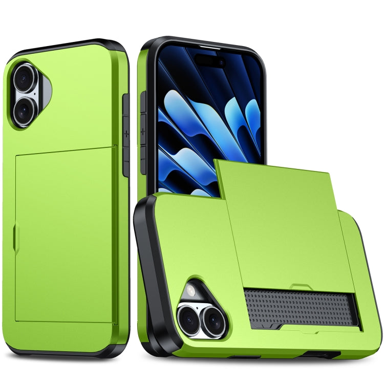 Shockproof Armor Phone Case with Card Slot, For iPhone 16 Pro, For iPhone 16 Plus