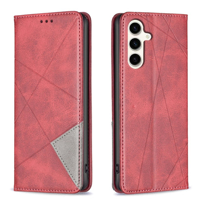 Rhombus Texture Magnetic Leather Phone Case