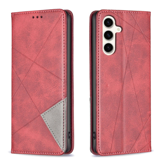 Rhombus Texture Magnetic Leather Phone Case