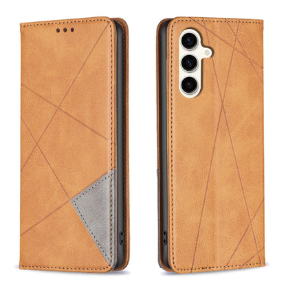 Rhombus Texture Magnetic Leather Phone Case