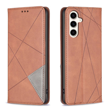 Rhombus Texture Magnetic Leather Phone Case