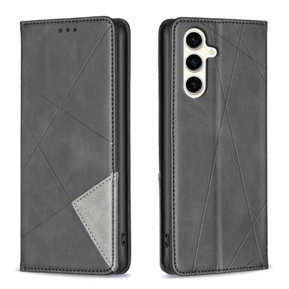 Rhombus Texture Magnetic Leather Phone Case