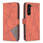 Magnetic Buckle Rhombus Texture Leather Phone Case