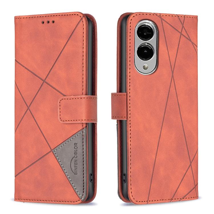 Magnetic Buckle Rhombus Texture Leather Phone Case