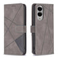 Magnetic Buckle Rhombus Texture Leather Phone Case