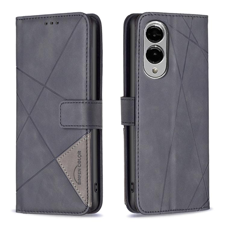 Magnetic Buckle Rhombus Texture Leather Phone Case