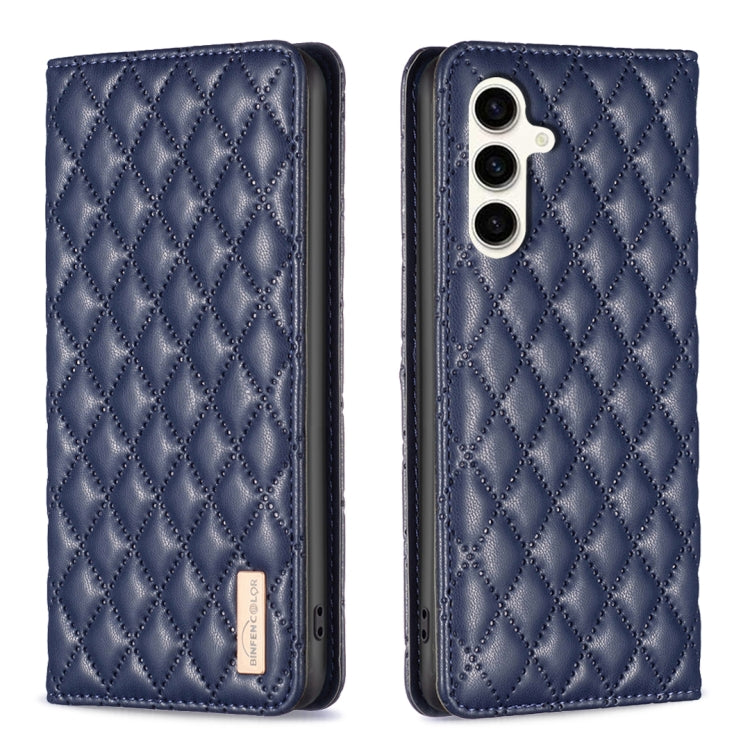 Diamond Lattice Magnetic Leather Flip Phone Case