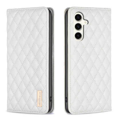 Diamond Lattice Magnetic Leather Flip Phone Case