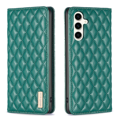 Diamond Lattice Magnetic Leather Flip Phone Case