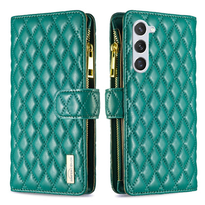 Diamond Lattice Zipper Wallet Leather Flip Phone Case, For Samsung Galaxy S25 5G, For Samsung Galaxy S25+ 5G, For Samsung Galaxy S25 Ultra 5G, For Samsung Galaxy S24 FE 5G
