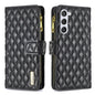 Diamond Lattice Zipper Wallet Leather Flip Phone Case, For Samsung Galaxy S25 5G, For Samsung Galaxy S25+ 5G, For Samsung Galaxy S25 Ultra 5G, For Samsung Galaxy S24 FE 5G