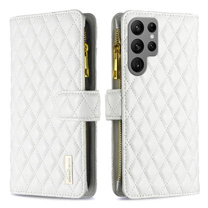 Diamond Lattice Zipper Wallet Leather Flip Phone Case, For Samsung Galaxy S25 5G, For Samsung Galaxy S25+ 5G, For Samsung Galaxy S25 Ultra 5G, For Samsung Galaxy S24 FE 5G