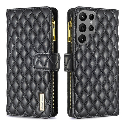 Diamond Lattice Zipper Wallet Leather Flip Phone Case, For Samsung Galaxy S25 5G, For Samsung Galaxy S25+ 5G, For Samsung Galaxy S25 Ultra 5G, For Samsung Galaxy S24 FE 5G
