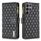 Diamond Lattice Zipper Wallet Leather Flip Phone Case, For Samsung Galaxy S25 5G, For Samsung Galaxy S25+ 5G, For Samsung Galaxy S25 Ultra 5G, For Samsung Galaxy S24 FE 5G