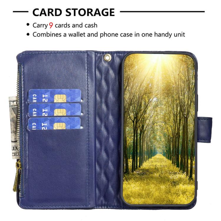 Diamond Lattice Zipper Wallet Leather Flip Phone Case, For Galaxy S26 FE 5G, For Samsung Galaxy S25 5G, For Samsung Galaxy S25+ 5G, For Samsung Galaxy S25 Ultra 5G