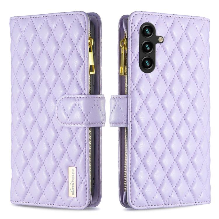 Diamond Lattice Zipper Wallet Leather Flip Phone Case, For Galaxy S26 FE 5G, For Samsung Galaxy S25 5G, For Samsung Galaxy S25+ 5G, For Samsung Galaxy S25 Ultra 5G