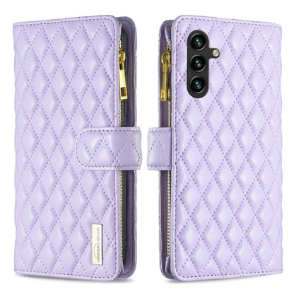 Diamond Lattice Zipper Wallet Leather Flip Phone Case, For Galaxy S26 FE 5G, For Samsung Galaxy S25 5G, For Samsung Galaxy S25+ 5G, For Samsung Galaxy S25 Ultra 5G