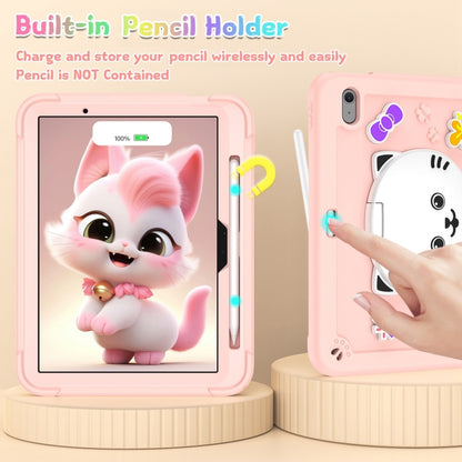 Cat Holder Silicone Hybrid PC Tablet Case with Strap, For iPad Air 11 2026 / 2025 / 2024, For iPad Pro 11 2025 / 2024, For iPad 10.2 2021 / 2020 / 2019