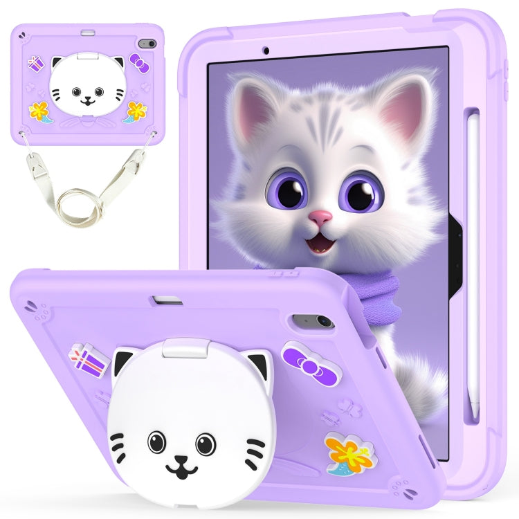 Cat Holder Silicone Hybrid PC Tablet Case with Strap