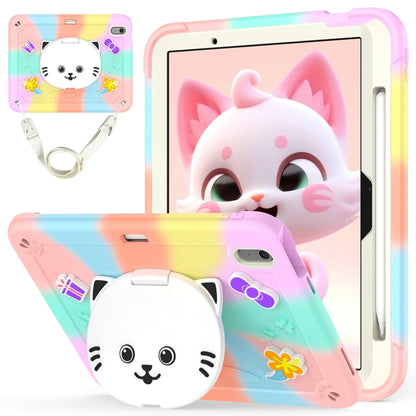 Cat Holder Silicone Hybrid PC Tablet Case with Strap, For iPad Air 11 2026 / 2025 / 2024, For iPad Pro 11 2025 / 2024, For iPad 10.2 2021 / 2020 / 2019