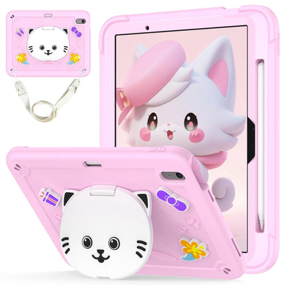 Cat Holder Silicone Hybrid PC Tablet Case with Strap
