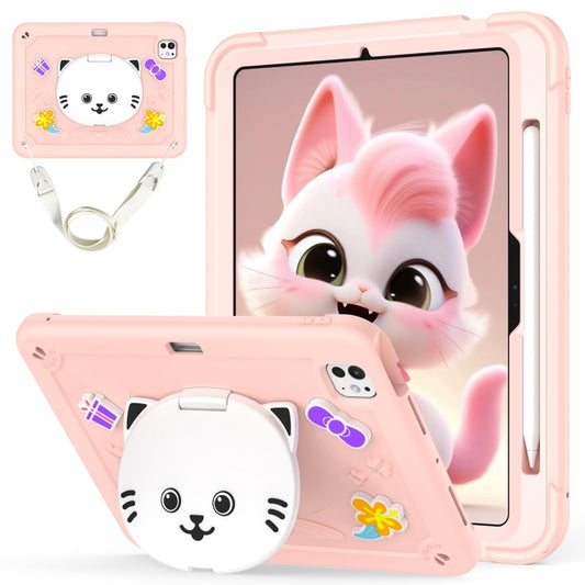 Cat Holder Silicone Hybrid PC Tablet Case with Strap