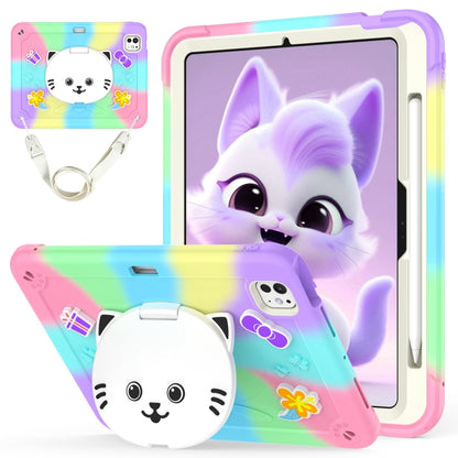 Cat Holder Silicone Hybrid PC Tablet Case with Strap, For iPad Air 11 2026 / 2025 / 2024, For iPad Pro 11 2025 / 2024, For iPad 10.2 2021 / 2020 / 2019