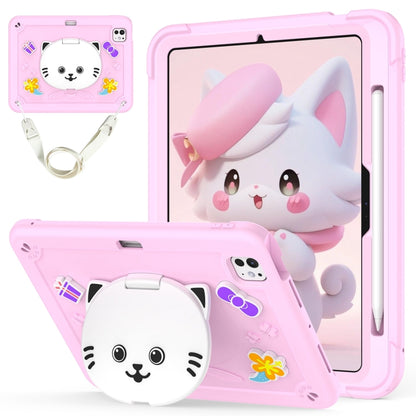 Cat Holder Silicone Hybrid PC Tablet Case with Strap
