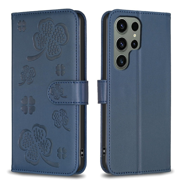 Four-leaf Embossed Leather Phone Case, For Samsung Galaxy S25 Edge 5G, For Samsung Galaxy S25 Ultra 5G, For Samsung Galaxy S24 FE 5G