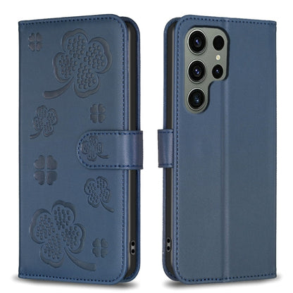 Four-leaf Embossed Leather Phone Case, For Samsung Galaxy S25 Edge 5G, For Samsung Galaxy S25 Ultra 5G, For Samsung Galaxy S24 FE 5G