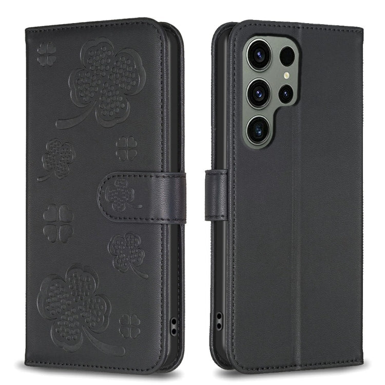 Four-leaf Embossed Leather Phone Case, For Samsung Galaxy S25 Edge 5G, For Samsung Galaxy S25 Ultra 5G, For Samsung Galaxy S24 FE 5G