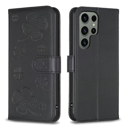Four-leaf Embossed Leather Phone Case, For Samsung Galaxy S25 Edge 5G, For Samsung Galaxy S25 Ultra 5G, For Samsung Galaxy S24 FE 5G