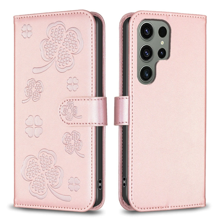 Four-leaf Embossed Leather Phone Case, For Samsung Galaxy S25 Edge 5G, For Samsung Galaxy S25 Ultra 5G, For Samsung Galaxy S24 FE 5G