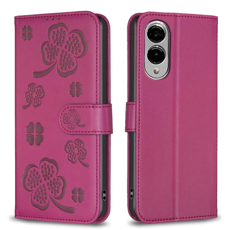 Four-leaf Embossed Leather Phone Case, For Samsung Galaxy S25 Edge 5G, For Samsung Galaxy S25 Ultra 5G, For Samsung Galaxy S24 FE 5G