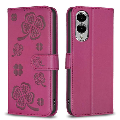 Four-leaf Embossed Leather Phone Case, For Samsung Galaxy S25 Edge 5G, For Samsung Galaxy S25 Ultra 5G, For Samsung Galaxy S24 FE 5G