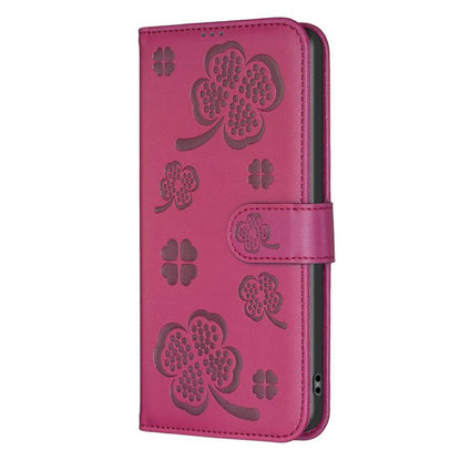 Four-leaf Embossed Leather Phone Case, For Samsung Galaxy S25 Edge 5G, For Samsung Galaxy S25 Ultra 5G, For Samsung Galaxy S24 FE 5G