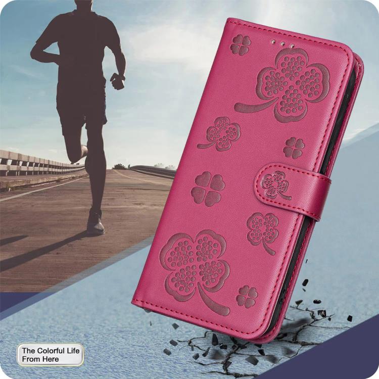 Four-leaf Embossed Leather Phone Case, For Samsung Galaxy S25 Edge 5G, For Samsung Galaxy S25 Ultra 5G, For Samsung Galaxy S24 FE 5G