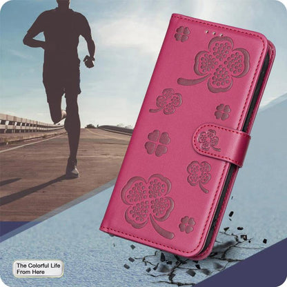 Four-leaf Embossed Leather Phone Case, For Samsung Galaxy S25 Edge 5G, For Samsung Galaxy S25 Ultra 5G, For Samsung Galaxy S24 FE 5G