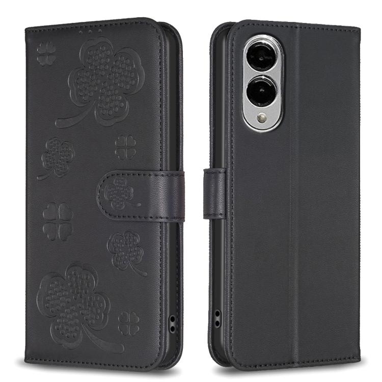 Four-leaf Embossed Leather Phone Case, For Samsung Galaxy S25 Edge 5G, For Samsung Galaxy S25 Ultra 5G, For Samsung Galaxy S24 FE 5G