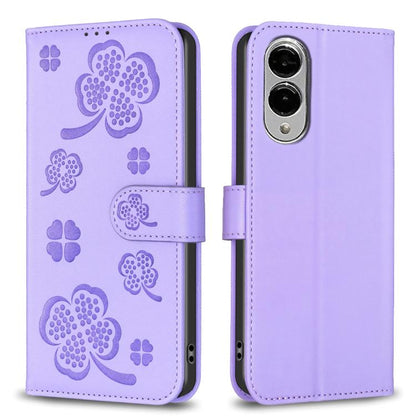 Four-leaf Embossed Leather Phone Case, For Samsung Galaxy S25 Edge 5G, For Samsung Galaxy S25 Ultra 5G, For Samsung Galaxy S24 FE 5G