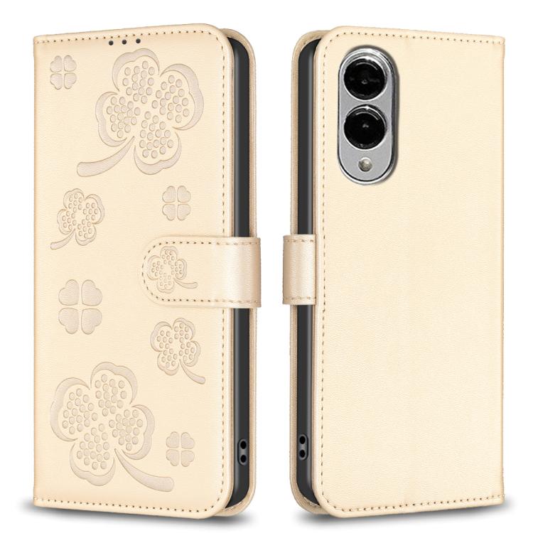 Four-leaf Embossed Leather Phone Case, For Samsung Galaxy S25 Edge 5G, For Samsung Galaxy S25 Ultra 5G, For Samsung Galaxy S24 FE 5G