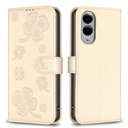 Four-leaf Embossed Leather Phone Case, For Samsung Galaxy S25 Edge 5G, For Samsung Galaxy S25 Ultra 5G, For Samsung Galaxy S24 FE 5G