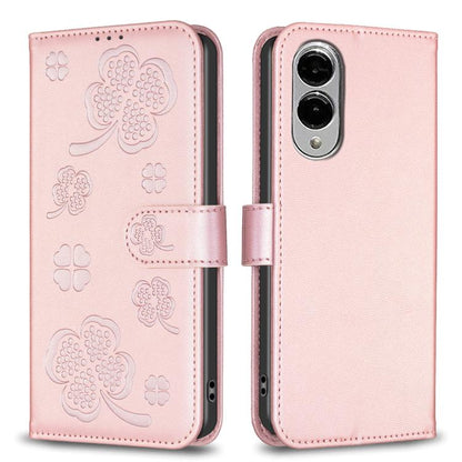 Four-leaf Embossed Leather Phone Case, For Samsung Galaxy S25 Edge 5G, For Samsung Galaxy S25 Ultra 5G, For Samsung Galaxy S24 FE 5G