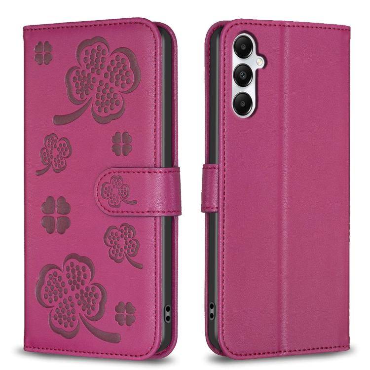 Four-leaf Embossed Leather Phone Case, For Galaxy S26 FE 5G, For Samsung Galaxy S25 Edge 5G, For Samsung Galaxy S25 Ultra 5G, For Samsung Galaxy S24 FE 5G