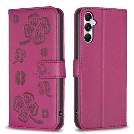 Four-leaf Embossed Leather Phone Case, For Galaxy S26 FE 5G, For Samsung Galaxy S25 Edge 5G, For Samsung Galaxy S25 Ultra 5G, For Samsung Galaxy S24 FE 5G